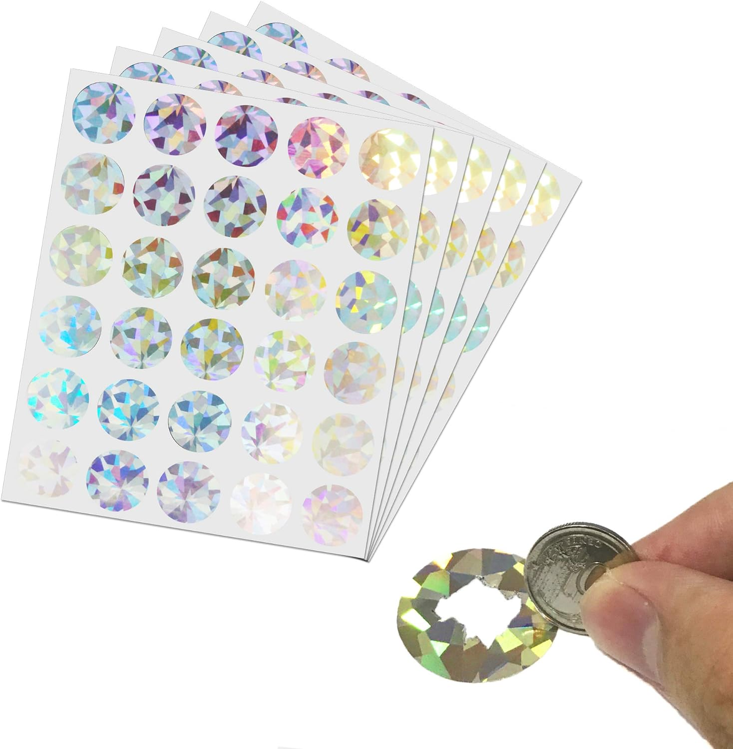 150 Stickers, 2.5 Cm Scratch off Shiny Holographic