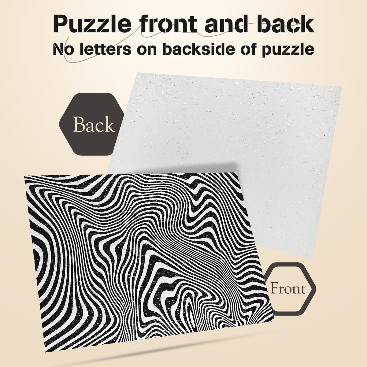 MISITU 1000 Pieces Jigsaw Puzzle for Adults - Black and White Strips Impossible Challenging Difficult Abstract Hard Puzzle - Christmas Home Decorations 28 X 20 Inch image number 6