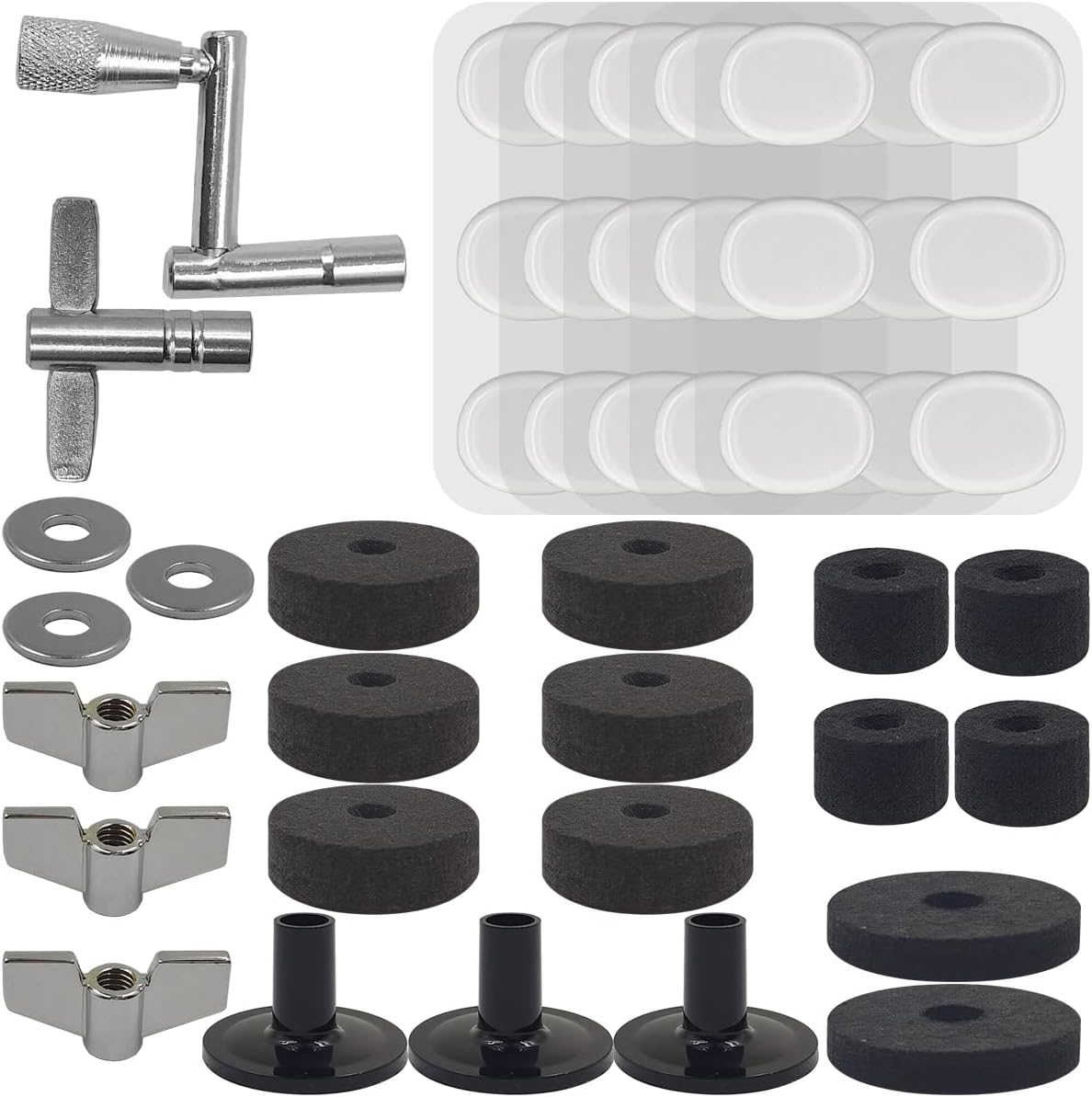23 PCS Cymbal Replacement Accessories and 30 PCS Drum Dampeners, Sourceton Drum Cymbal Felt Pads, Soft Drum Damper for Drum Cymbal Sound Quality Control and Replacement image number 2