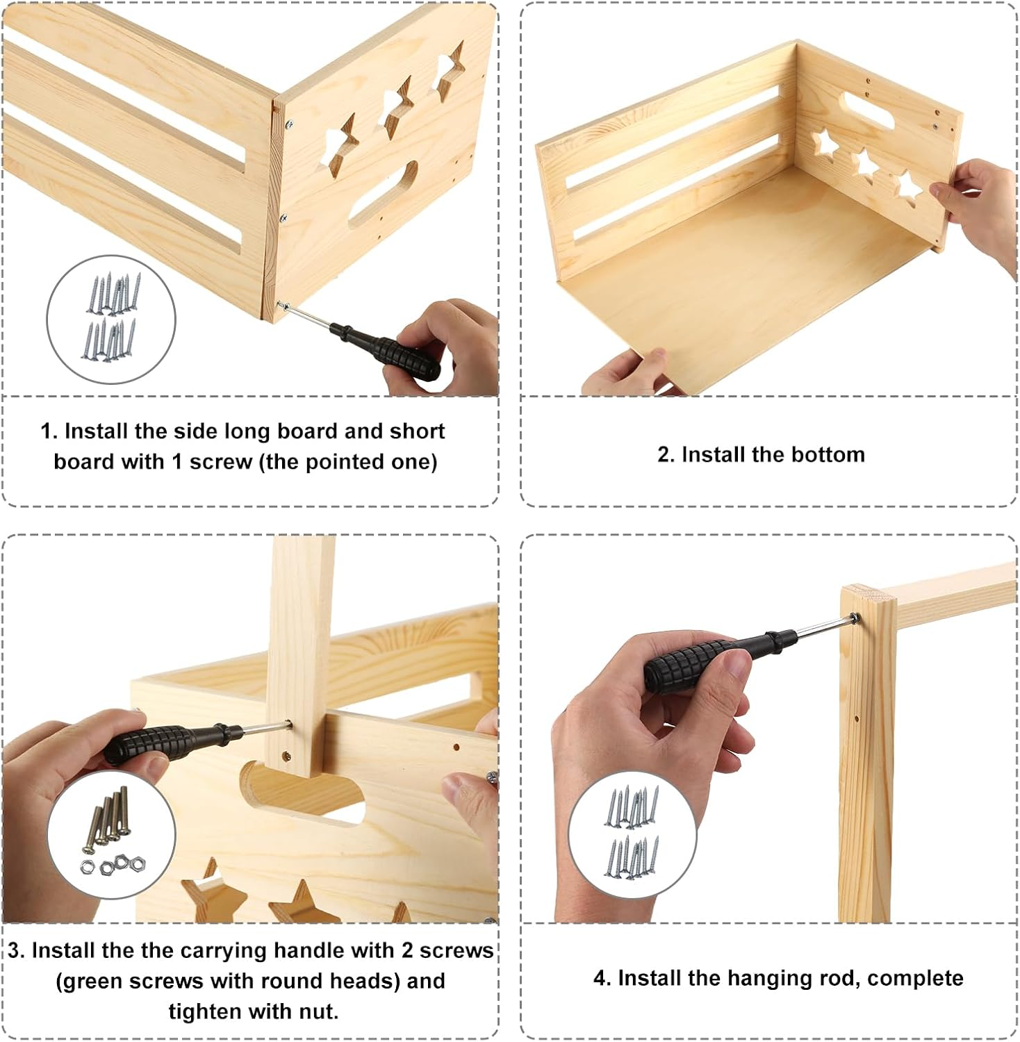 Wooden Baby Shower Basket, Wooden Baby Storage Crate Hamper with Handle Attractive Closet Baby Clothes Rack for New Born Baby Shower, Pregnancy Gifts for New Parents image number 1