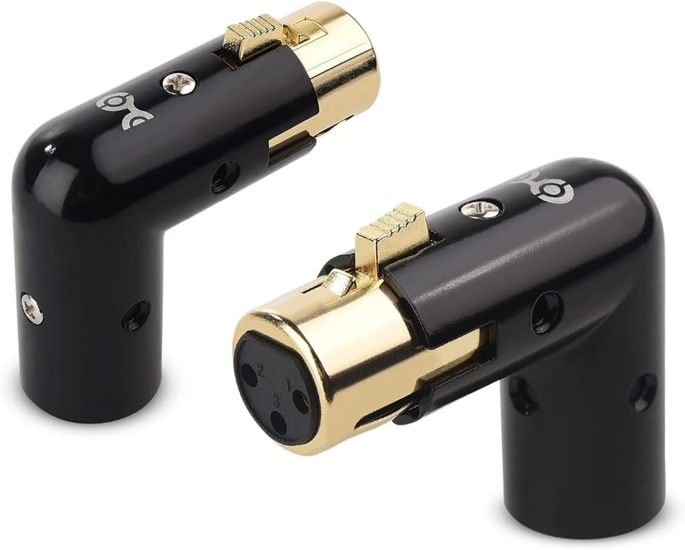 Domoi 2PCS Audio Adapter Plug Adjustable Male to Female Right Angle XLR Microphone Cable Adapter (XLR 90 Degree Adapter), Black, 500439321