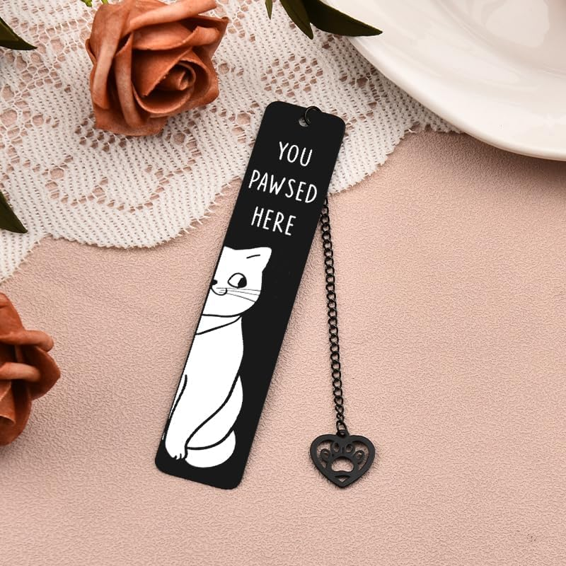 Cat Bookmark for Book Lovers Gifts for Women Men Bestie Friend Funny Cat Lover Christmas Birthday Gifts for Her Him Bookish Book Markers for Readings Cute Book Accessories Bookmarks with Black Tassel image number 6