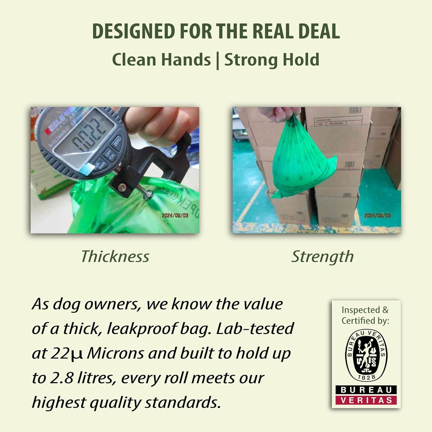 Petlaud Compostable Dog Poop Bags &mdash; Extra Thick, Leakproof, Plastic-Free &mdash; Certified ASTM D6400 & EN13432 &mdash; 60 Count image number 3