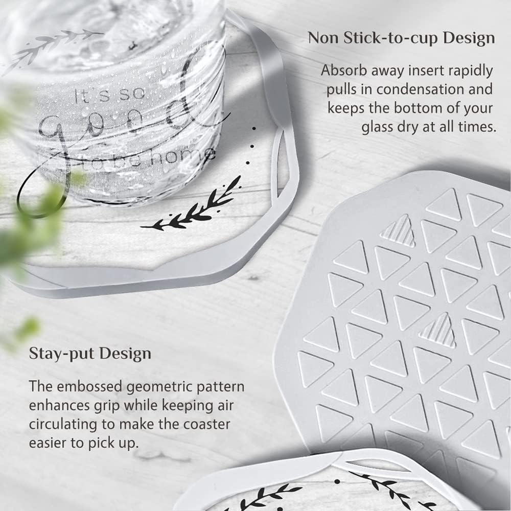 UMIRRO Absorbent Drink Coasters, Housewarming Gifts for New House, Sweet Home Decor, Rustic Farmhouse Coffee Table Centerpiece, Small Ideas for Women Mom Her Men Dad Him, 4", Set of 4