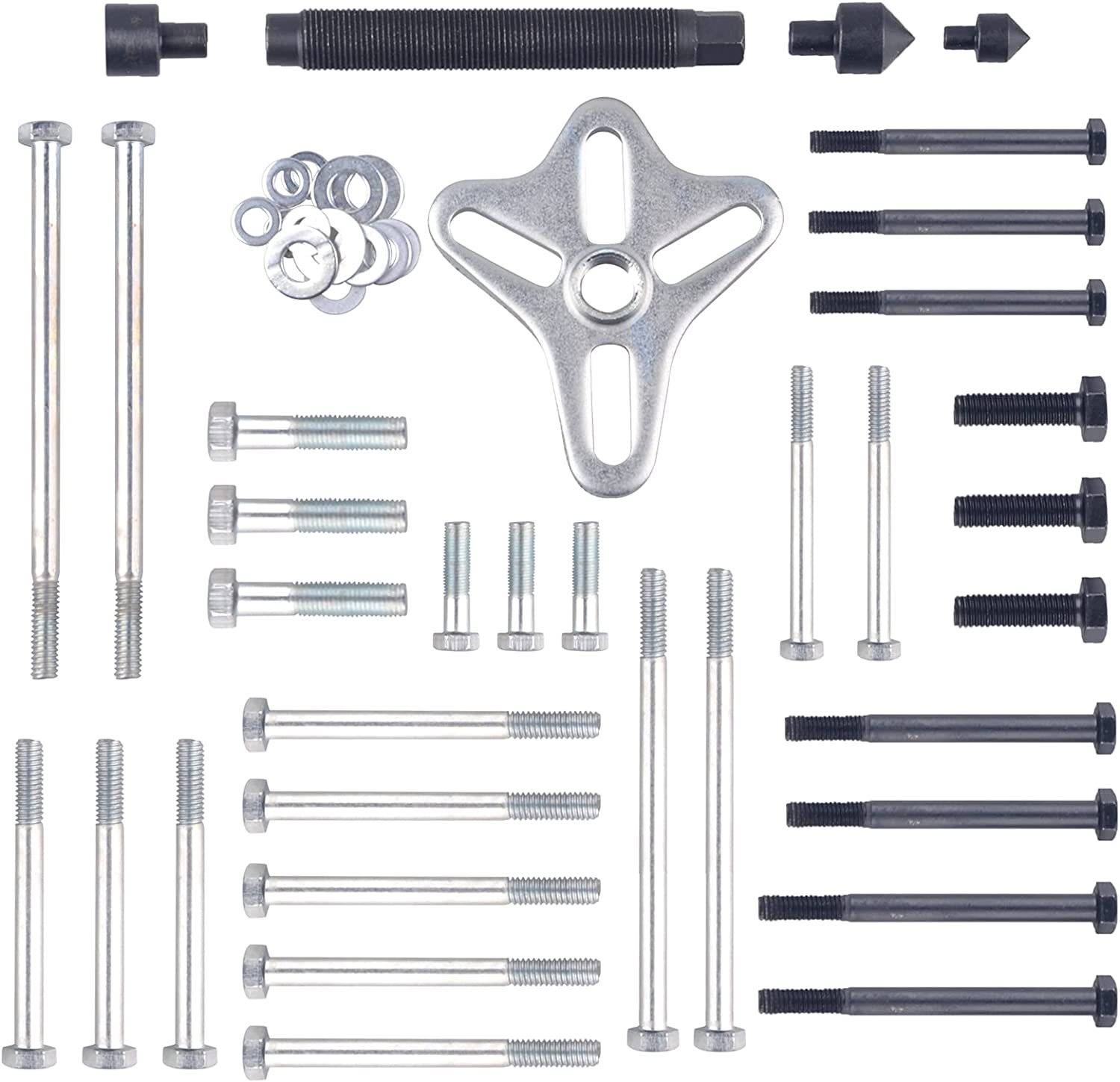 Harmonic Balancer Puller Set, 46 Pcs Flywheel Steering Wheel Puller Kit Gear Puller Yoke Crankshaft Pulley Puller