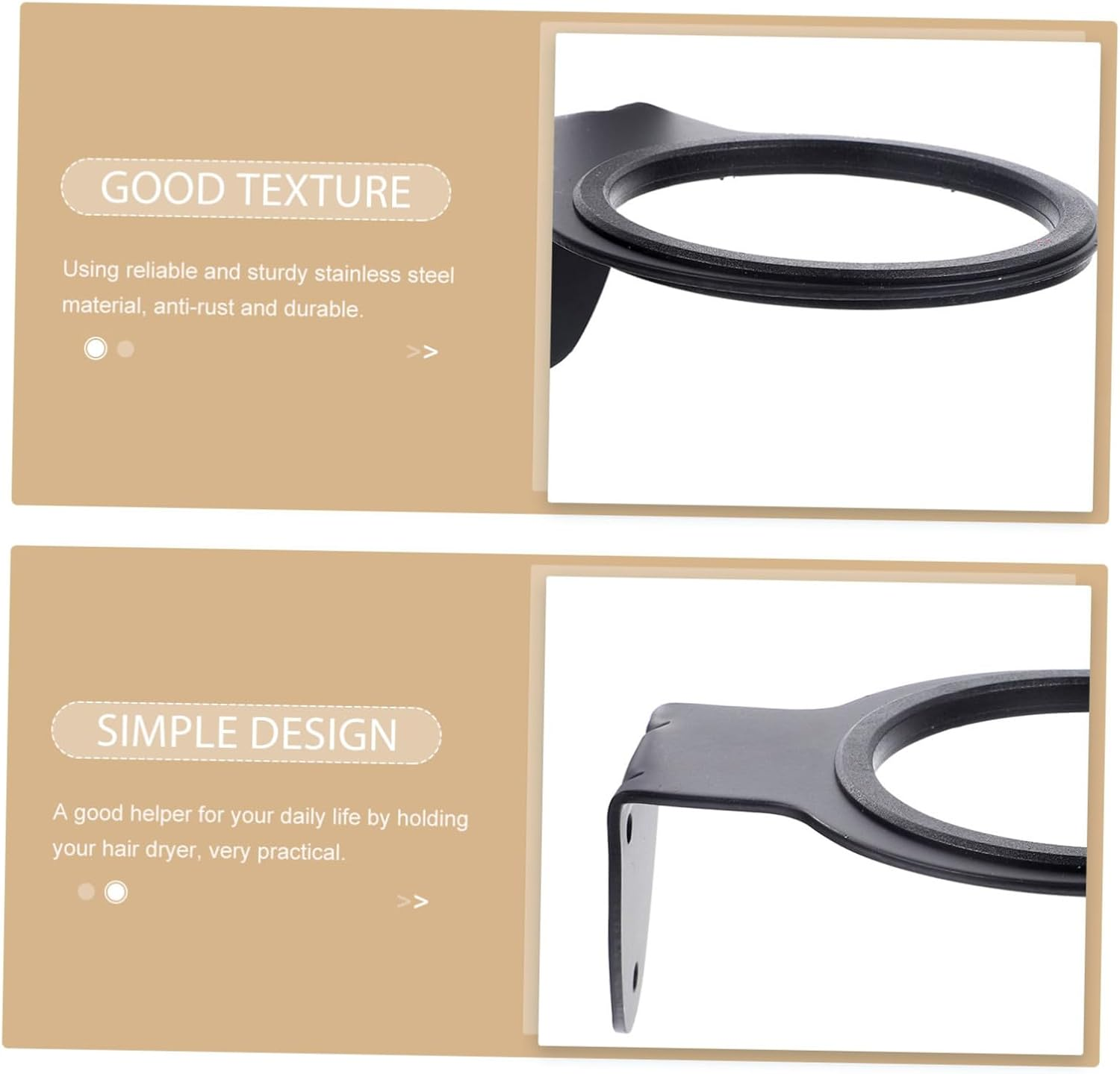 Beaupretty Stainless Steel Wall-Mounted Hair Dryer Rack Sturdy Hair Dryer Stand for Bathroom Toilet Holder for Storage Random Color image number 3