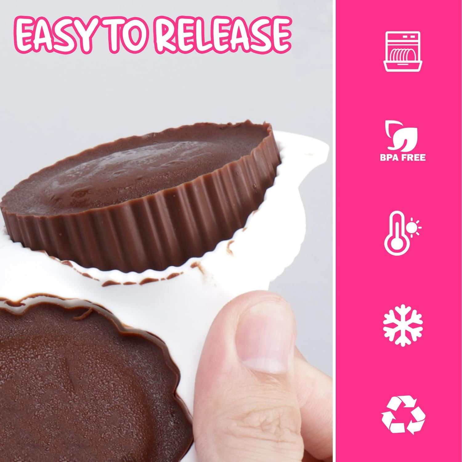 BABORUI 12 Cavities Chocolate Mold - Deep, round Flower Silicone Mold for Knafeh, Pistachio Chocolate, Covered Cookie, Cake Pucks, Candy Bars image number 4