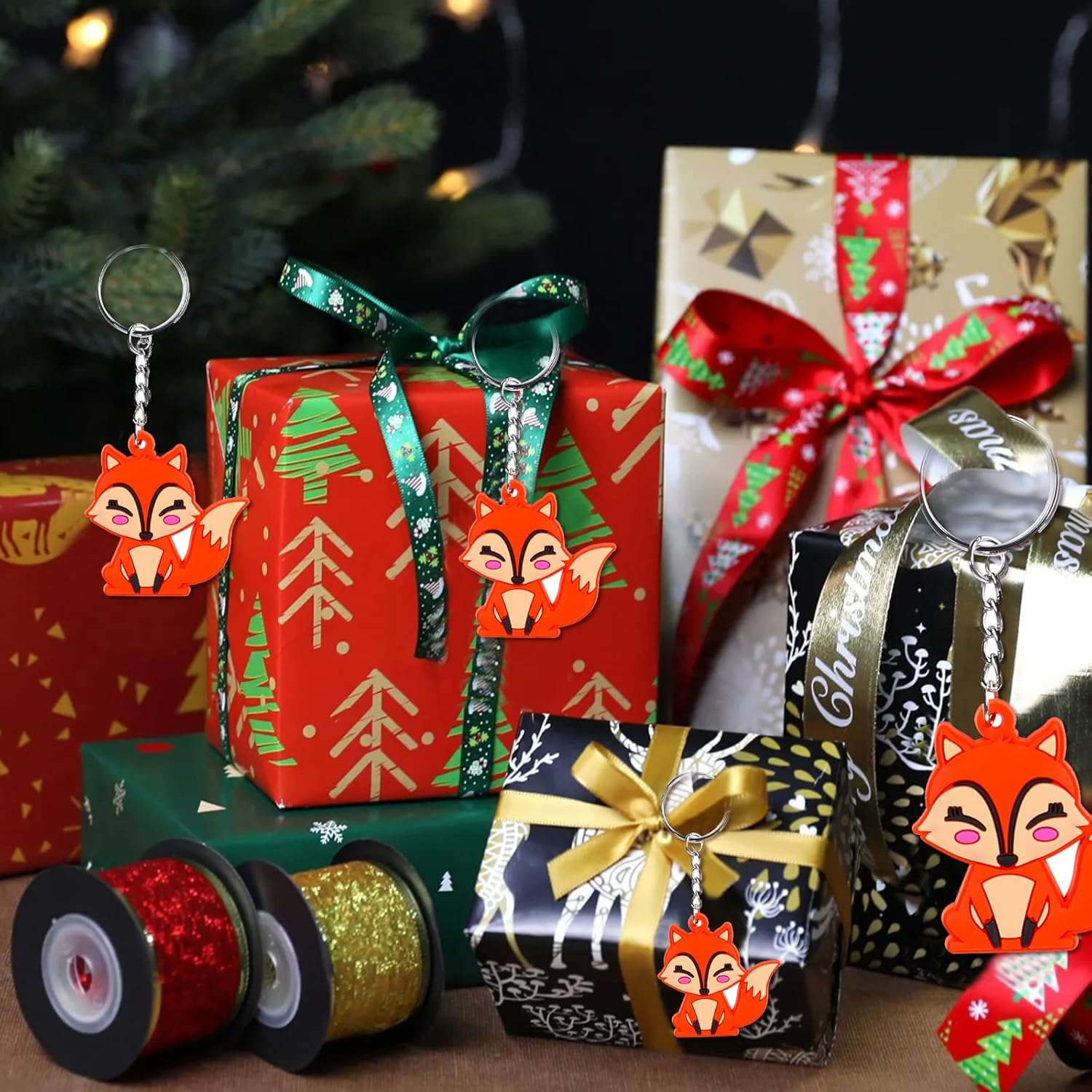 Imagitek 24 Pack Fox Keychains - Woodland Animal Keychains for Themed Party Favors, Kids Birthday Party Bag Fillers, Baby Shower Favors, School Carnival Rewards image number 2