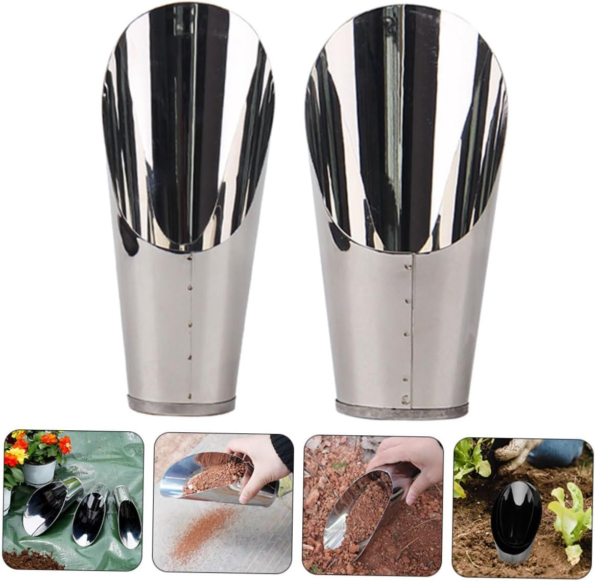 2Pcs Portable Soil Shovel Cup Garden Tool Potting Scoops Lightweight Gardening Cup for Bonsai Planting Spoon image number 1