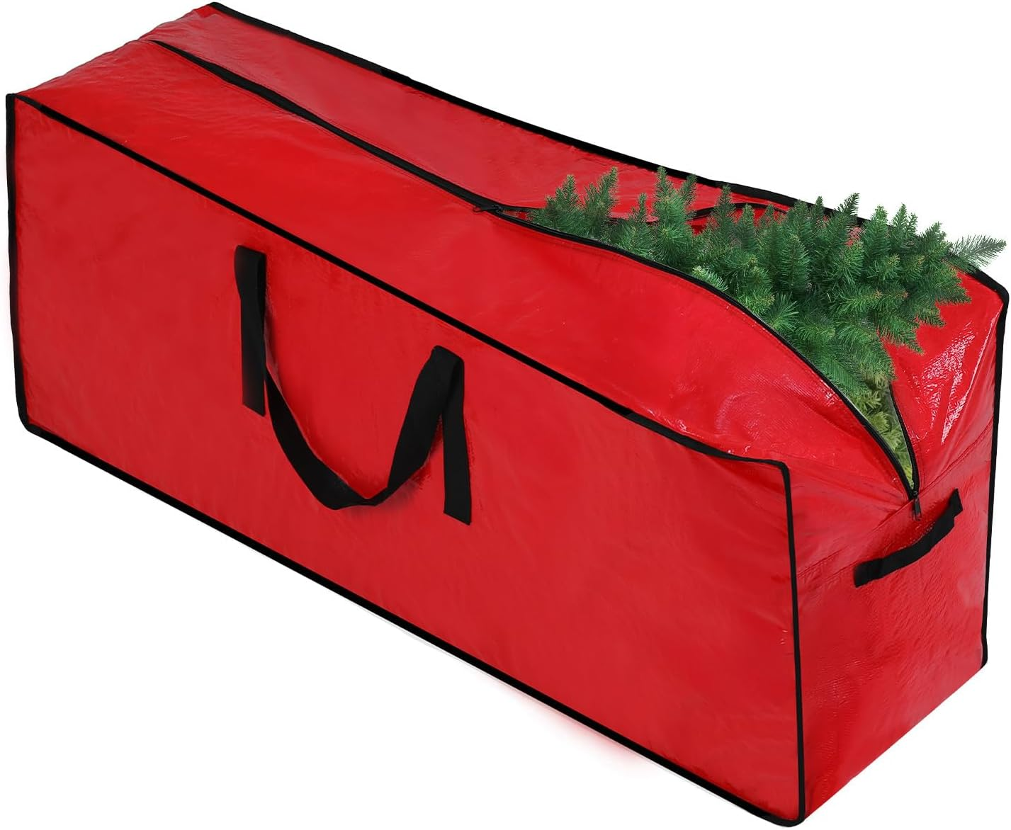 Christmas Tree Storage Bag Fits Artificial Trees up to 9 Feet Waterproof Heavy Duty Xmas Tree Bag Storage Bag Waterproof Zipper & Foldable Holiday Decor Organizer (122 * 38 * 51Cm,Red) image number 6
