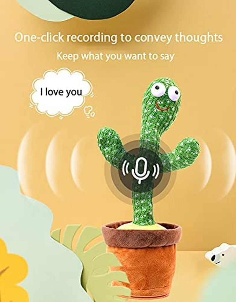 Luminous Dancing Cactus Plush Toy, Talking Cactus Mimicking Toy, Electronic Shake (Battery) image number 5