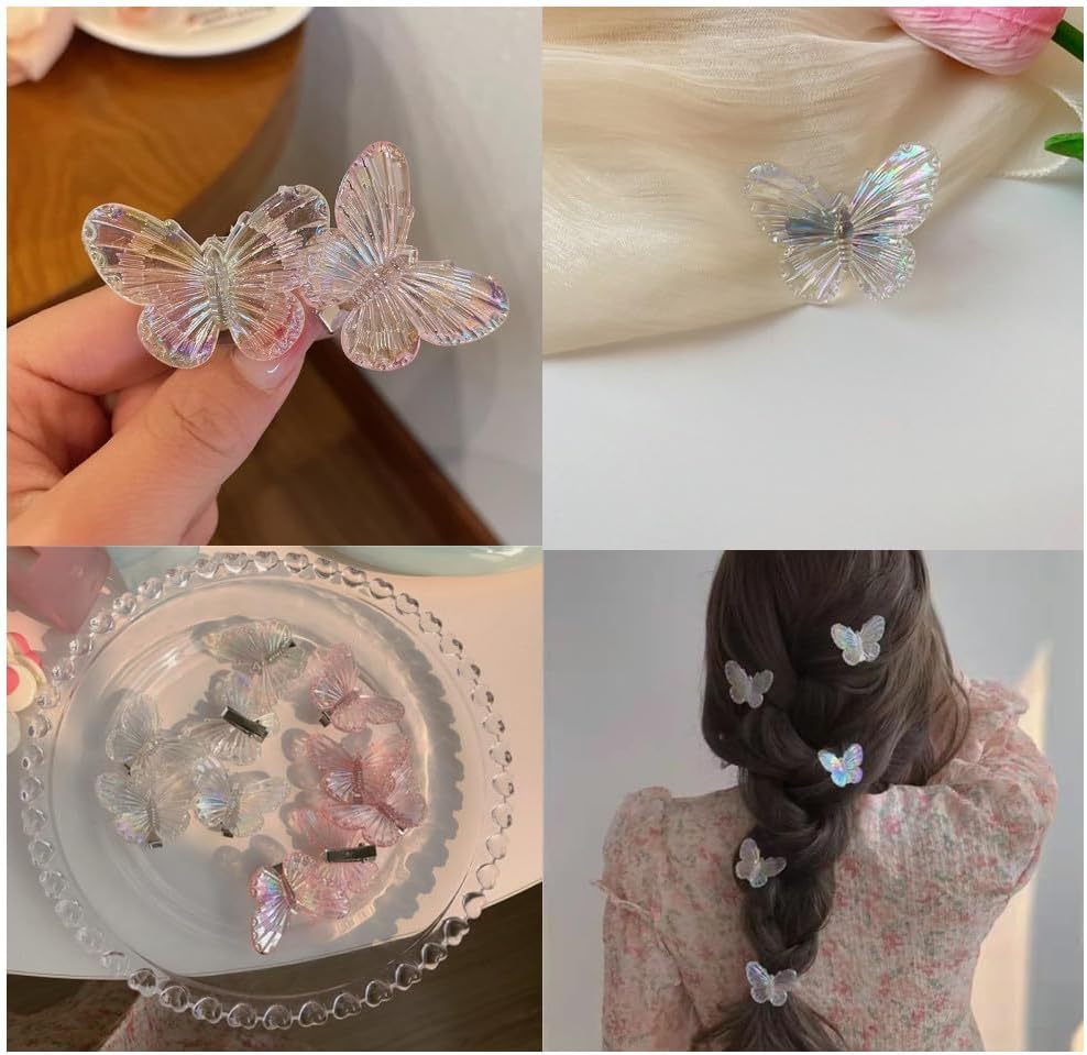 12 Pcs Butterfly Clips for Girls, Small Glitter Butterfly Hair Clips, Tiny Sparkle Hair Clip Plastic Colorful Hair Accessories for Women Girl, for Braids Rave Festival Party Decorations Bulk image number 4