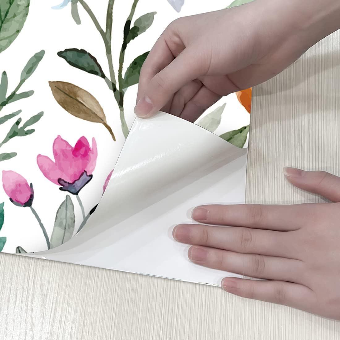 Self Adhesive Colorful Floral Shelf Liner Contact Paper Decorative Watercolor Small Flower Drawer Liner Peel and Stick Floral Wallpaper for Walls Cabinets Table Decal 17.7X117 Inches (QB0018)