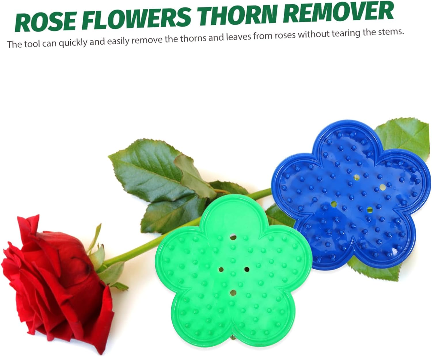 2Pcs Rose Thorn Remover Tool Set Reusable Plastic Strippers for Gardening Efficient Rose Stem Cleaning Tool Blue and Green Color image number 1