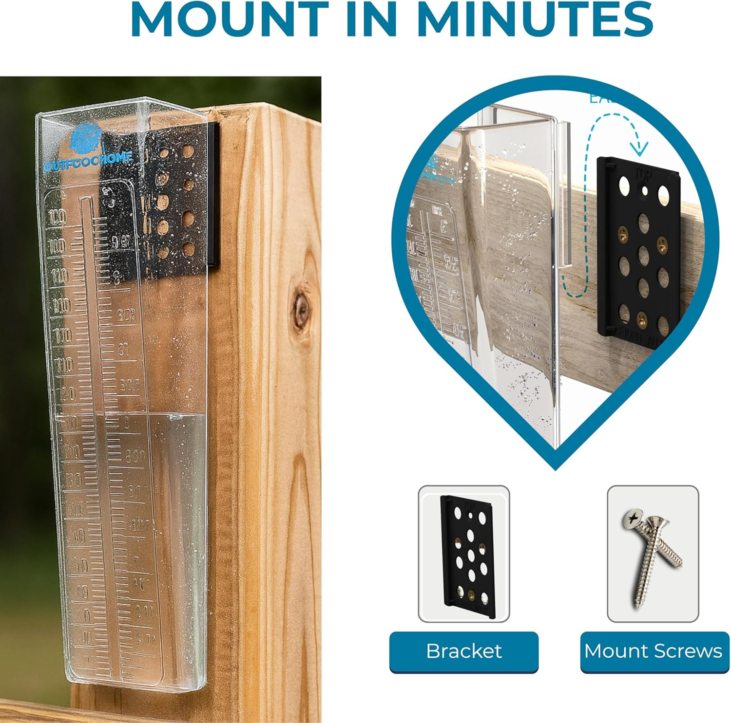 Outdoor Home Rain Gauge &ndash; 6-Inch Heavy Duty Polycarbonate Rain Measure, Aussie Made Fence or Post Mount | Accurate Garden Tool | Manual Weather Gauge for Yard, Farm, Outdoor Use image number 4