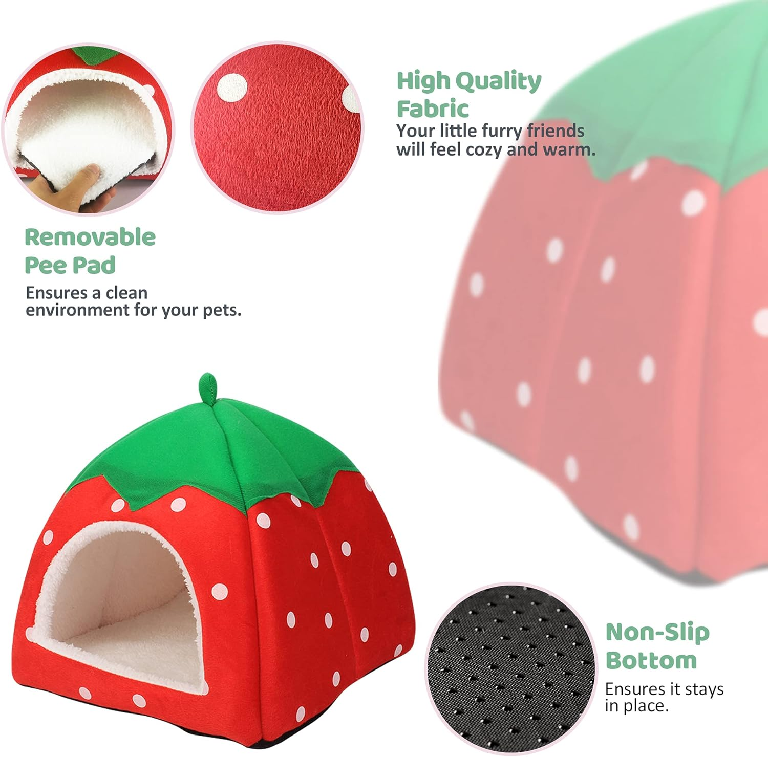 Guinea Pig Hideout 2 Pack Guinea Pig Bed House Cage Accessories Cozy Hide-Out for Hedgehog Ferret Chinchilla&Other Small Animals image number 1