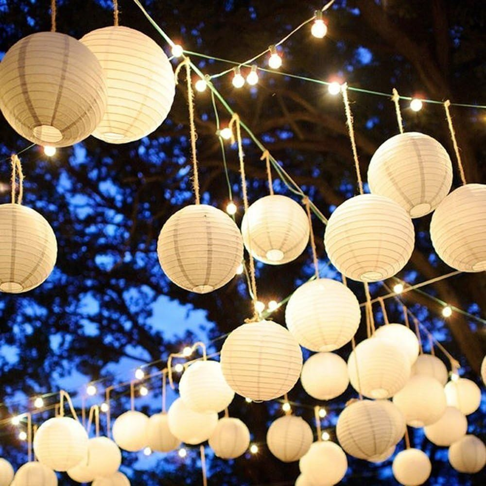Tmade 12 Pack 30Cm White Paper Lanterns for Birthday Baby Shower Wedding Party Garden Home Decoration image number 5