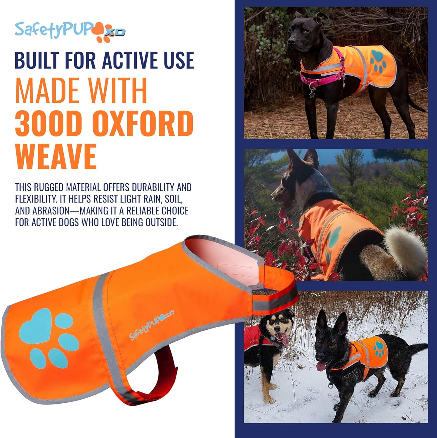 Safetypup XD Dog Reflective Vest. Sizes to Fit Dogs 14 Lbs to 130 Lbs. Blaze Orange Hi Vis Dog Vest Protects Dogs from Cars & Hunting Accidents. Medium Orange image number 5