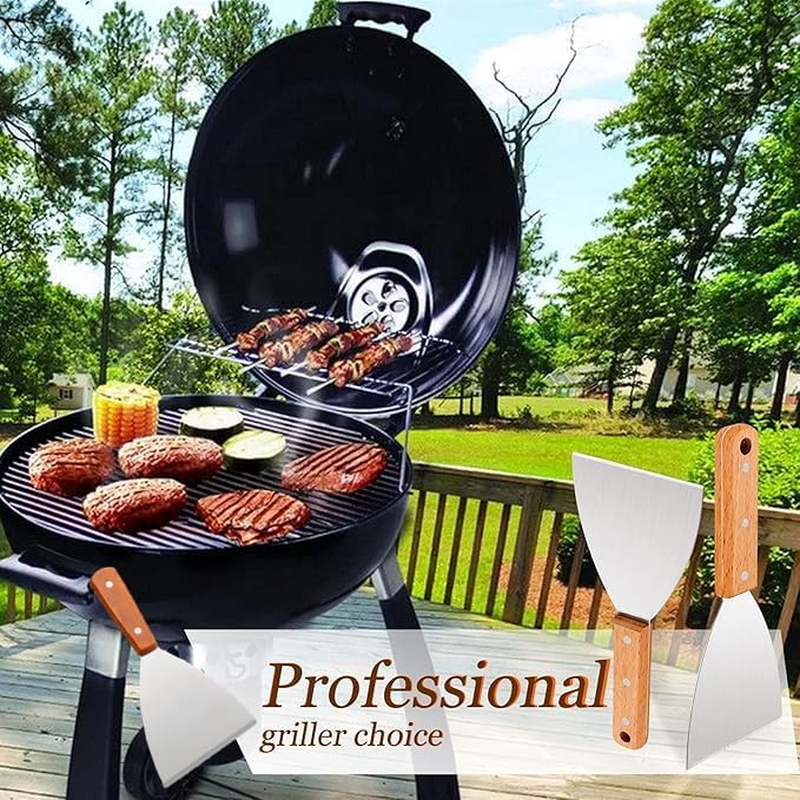 2Pcsstainless Steel Grill Scraper Tool, Suitable for Flat Top Teppanyaki Barbecue, Multifunctional Scraper, Suitable for Home Baking and Cooking of Pancakes, Pizzas, Beveled Edges image number 6