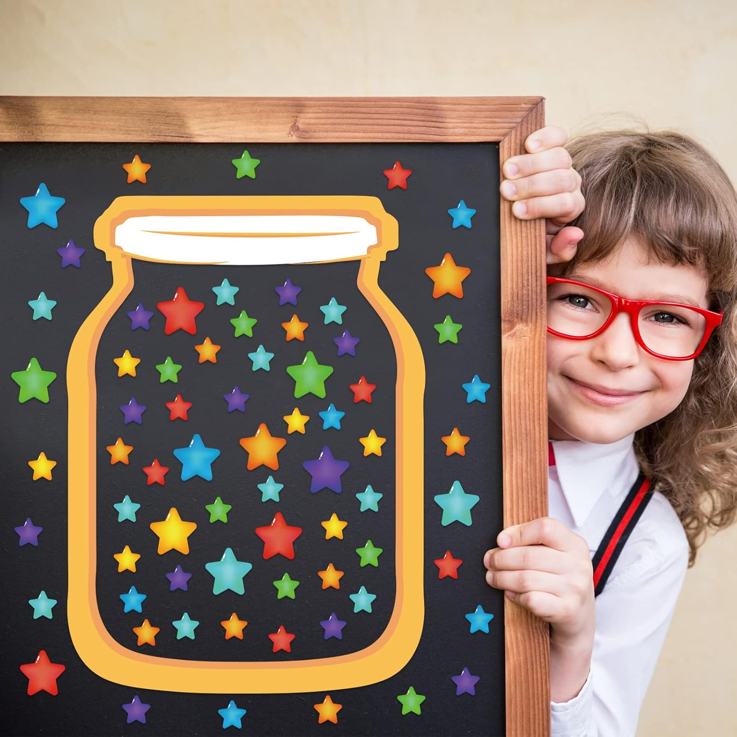 72 Pcs Magnetic Super Star Rewards Jar Positive Behavior Sticker Behavior Chart Tools for Teacher Students Behavior Jar Reward System for School Classroom Supplies Positive Incentive Chart Decorations image number 4