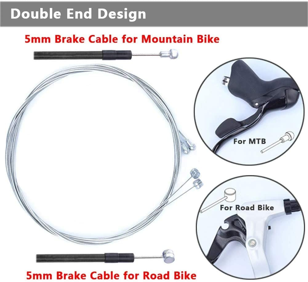 YAKAMOZ 2-In-1 Universal Bicycle Shift Derailleur Cable and Bike Brake Cable Housing Kit Cycling Cables Replacement Set for Repairing MTB Road Bike image number 1