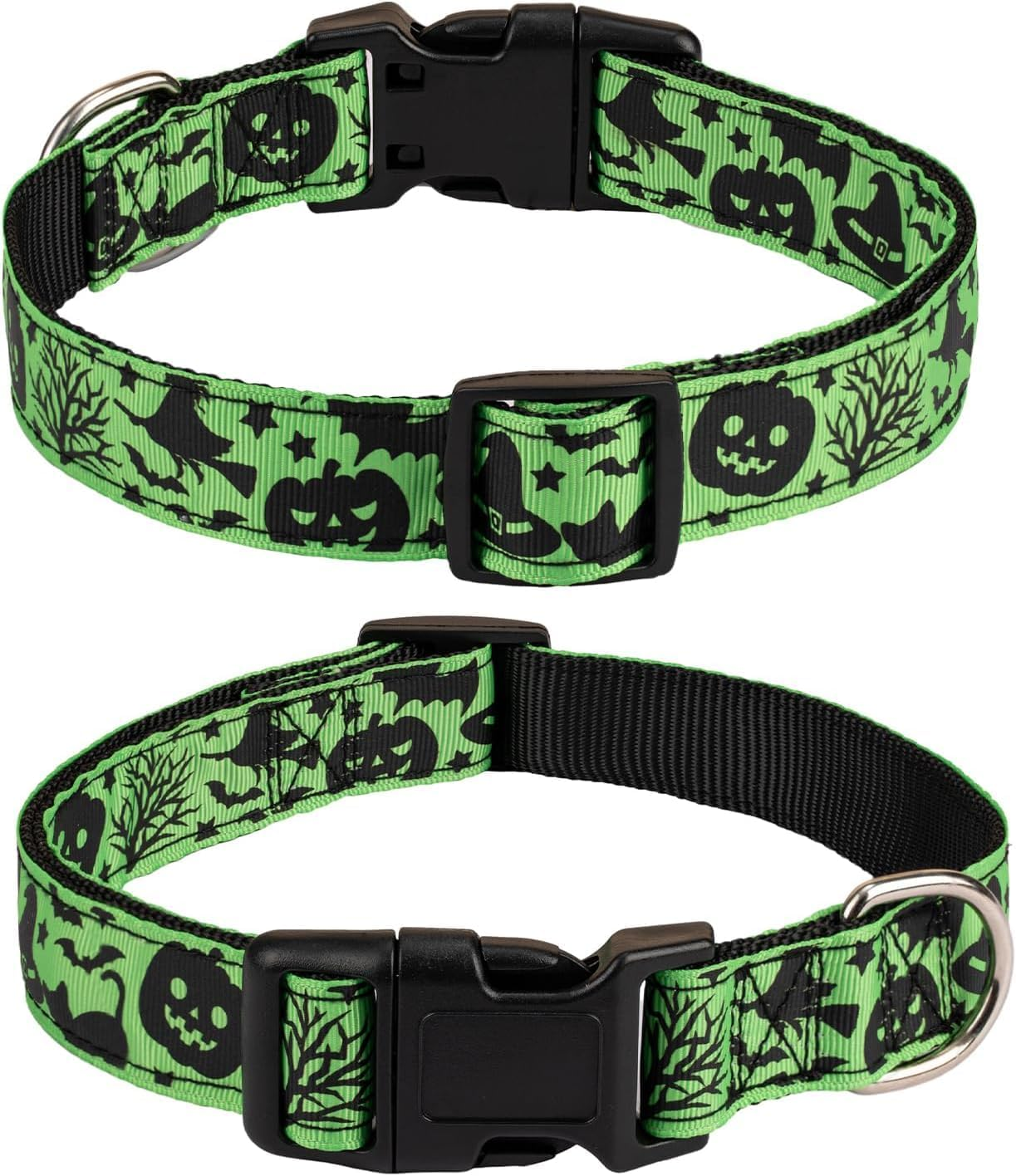 Halloween Dog Collar, Soft Comfy Halloween Themed Dog Collar with Skull Bat Cat Witch Tree Hat Pumpkin Pattern Halloween Dog Collar for Small Medium Large Dogs (Little Bat, XL：2.5 * 42-70CM) image number 2