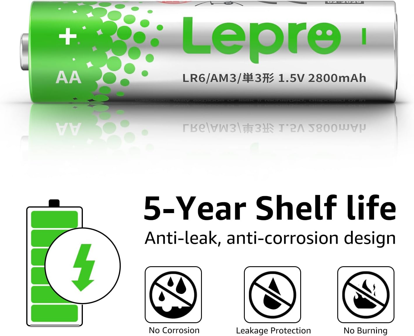 Lepro AA Batteries 24 Pack, 1.5 Volt Alkaline Double AA Battery with High Capacity, Anti-Leakage, Long Lasting Power, 2800Mah LR06 MN1500 Batteries for Clocks Remotes Mouse Torch