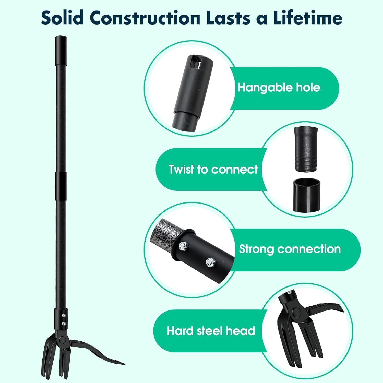 Weed Puller with 155Cm Long Handle - Adjustable Stand up Weed Puller Tool for Lawn Garden Farmland