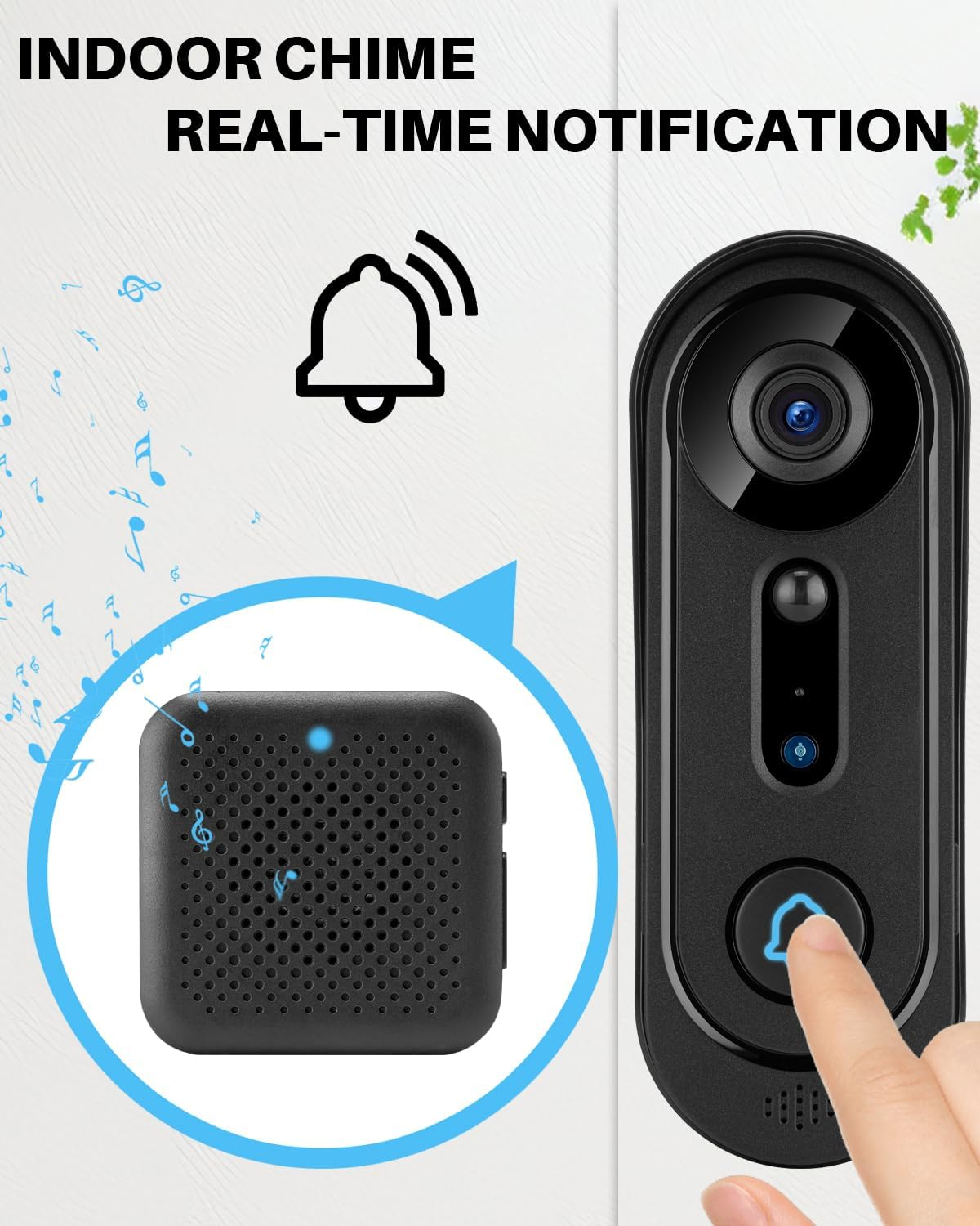 Wireless 2K Video Doorbell Camera Indoor/Outdoor, 2.4Ghz Wifi Video Doorbell Camera with 32GB Micro SD Card, Night Vision Door Camera with Human Detection, Two-Way Audio, Mulit-User Use, Indoor Chime image number 1