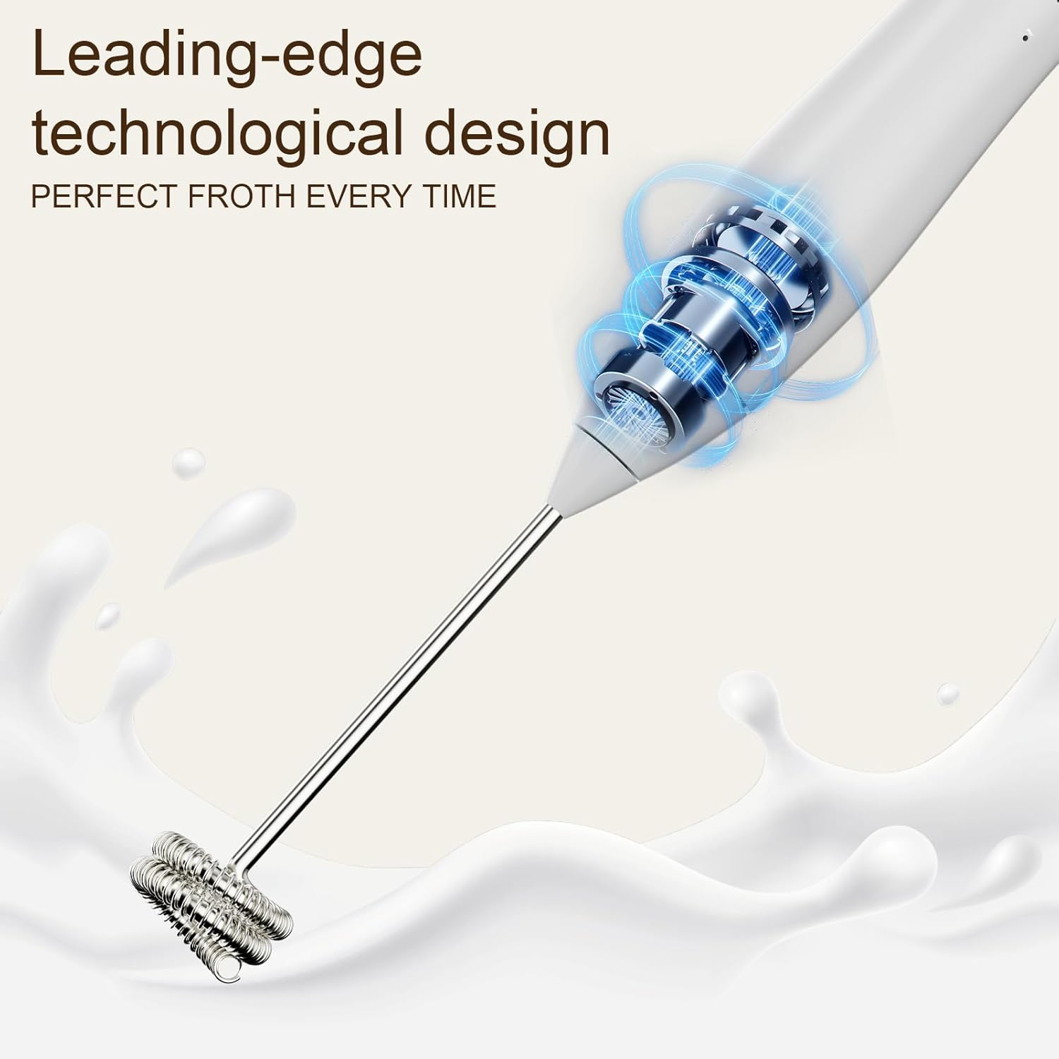 Powerful Handheld Milk Frother, Rechargeable Milk Frother Handheld Foam Maker with Stainless Whisk for Cappuccino, Latte, Bulletproof Coffee, Keto Diet, Protein Powder, Matcha image number 5