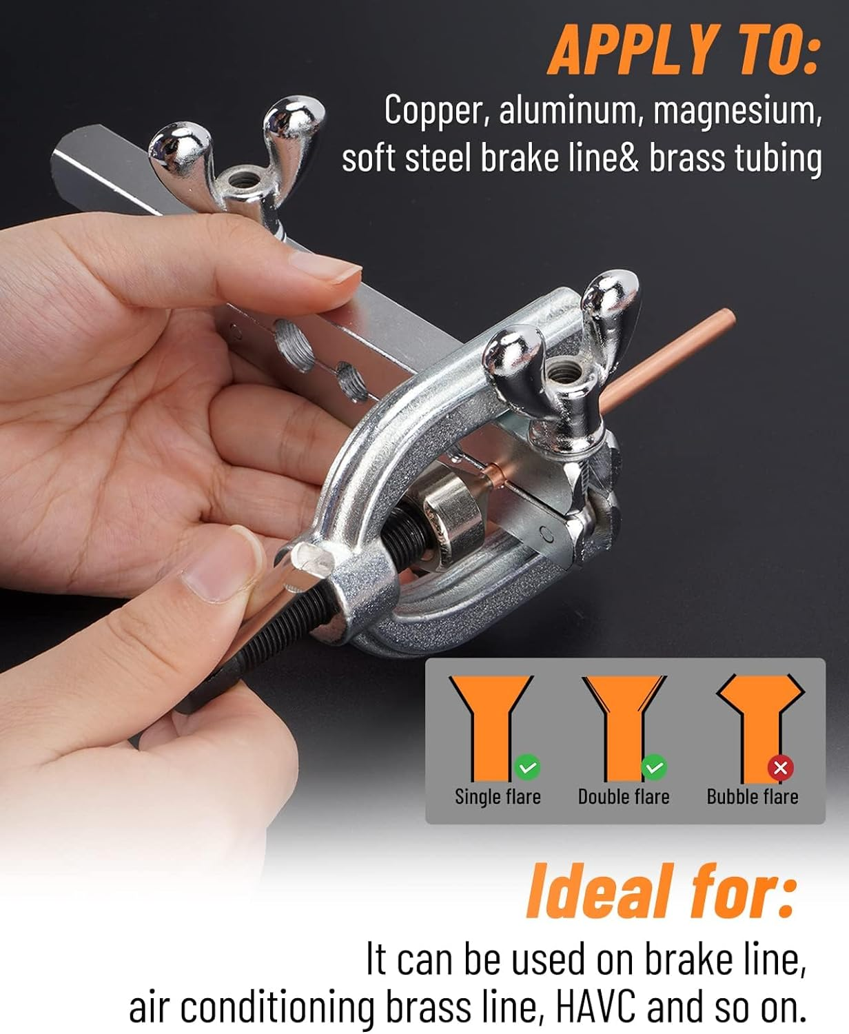 25 Ft 3/16" Copper Coated Brake Line Kit +Tube Bender (Includes 16 Fittings and 4 Unions Brake Line Fittings) + Brake Line Double & Single Flaring Tool Kit image number 3