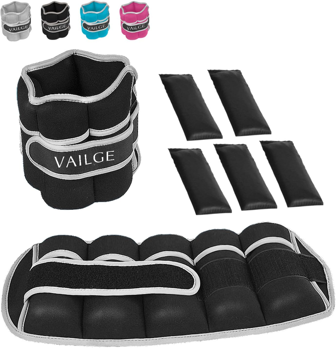 Ankle Weights Adjustable Leg Weights for Fitness Jogging Walking Exercise, Ankle Weights Women Men 0.5KG - 3KG, Black Grey Pink Blue Purple Wrist and Ankle Weights image number 3