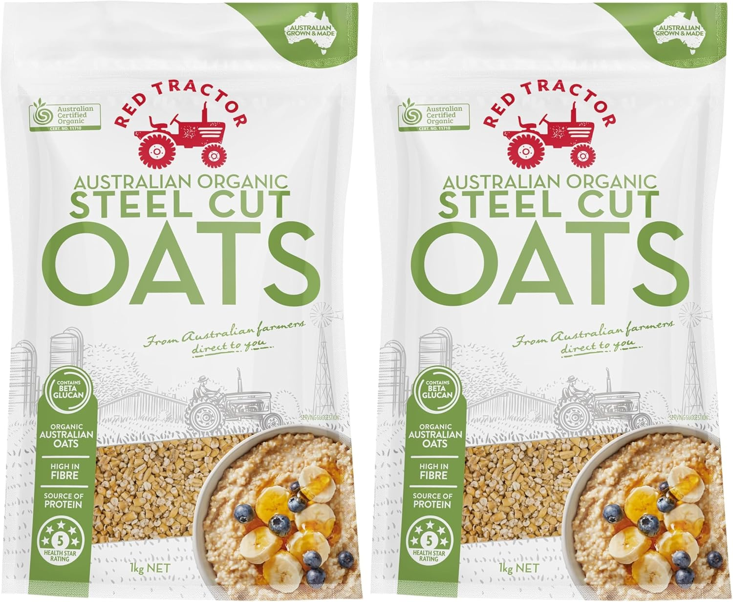 Red Tractor Foods Australian Organic Steel Cut Oats 1Kg image number 2