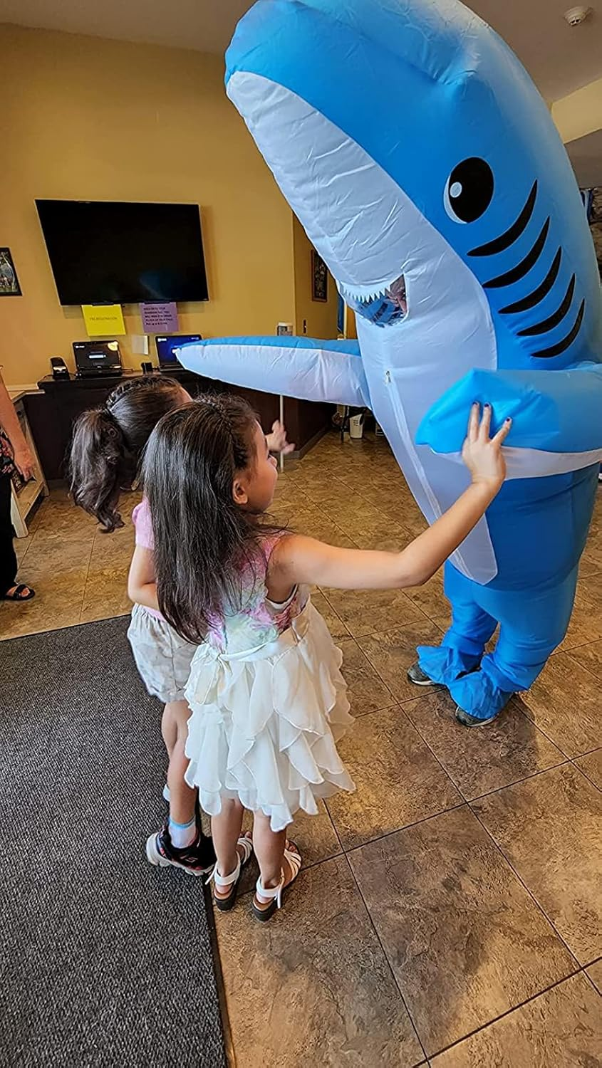 Inflatable Shark Costume Air Blow up Jumpsuit Fancy Dress Funny Carcharias Suit for Cosplay Party