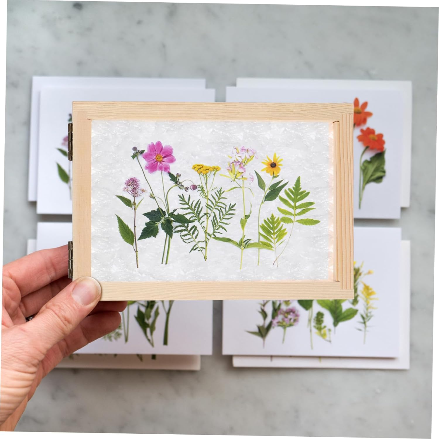 CORHAD 1Set Paper Making Kit Paper Making Screen Deckle Mold with Mesh and Absorbent for Handmade Crafting and DIY Projects image number 2