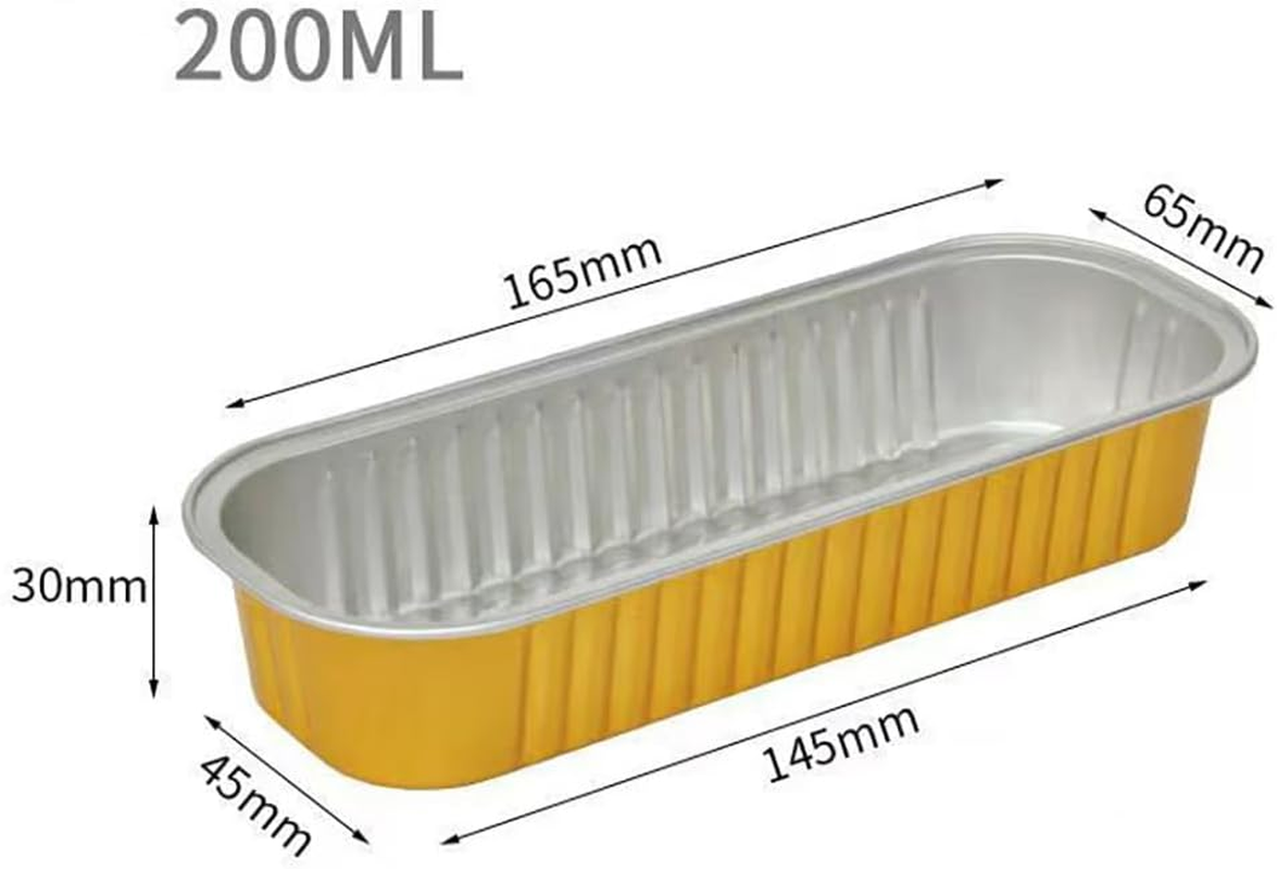 TOMVAES 50 Pcs Rectangular Aluminum Foil Box, Baking Foil Roasting Tray, Loaf Baking Pans for Baking Banana Bread, Cakes, Pies 14.9 X 6.5 X 3 CM image number 2