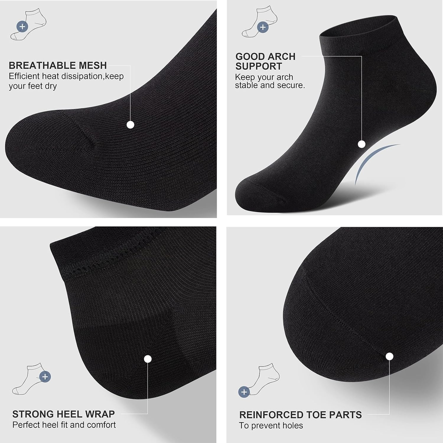 Mens Ankle Socks 6 Pack Low Cut Socks for Men and Women, No Show Ankle Sock, Short Socks Cotton Casual Socks for Men Women image number 1