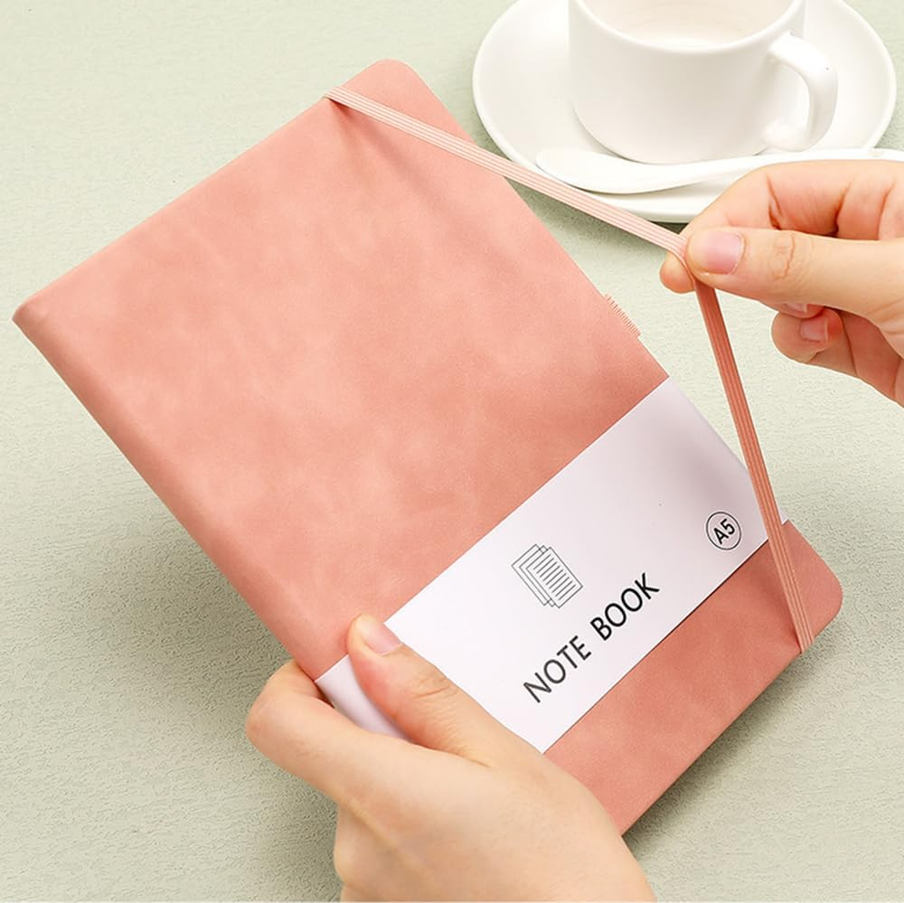 2 Pack Notebook-A6/A5 Lined Journal Notebook,100 Pages 80 GSM Journal Notebook Hardback Notepad with Bookmark, Pen Loop,Premium Leather Hardcover Notebook for Writing Study Office Travel Recording (Blue) image number 1