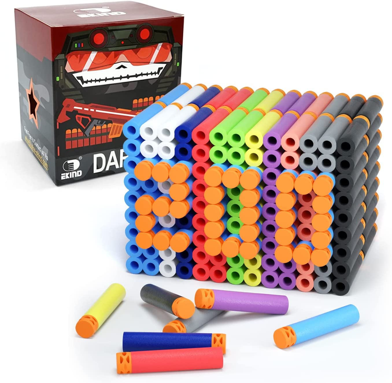 EKIND 200 Pcs Waffles Darts Refill Pack Foam Bullet Compatible for NERF N-Strike Series Blaster (Mix Color) image number 2
