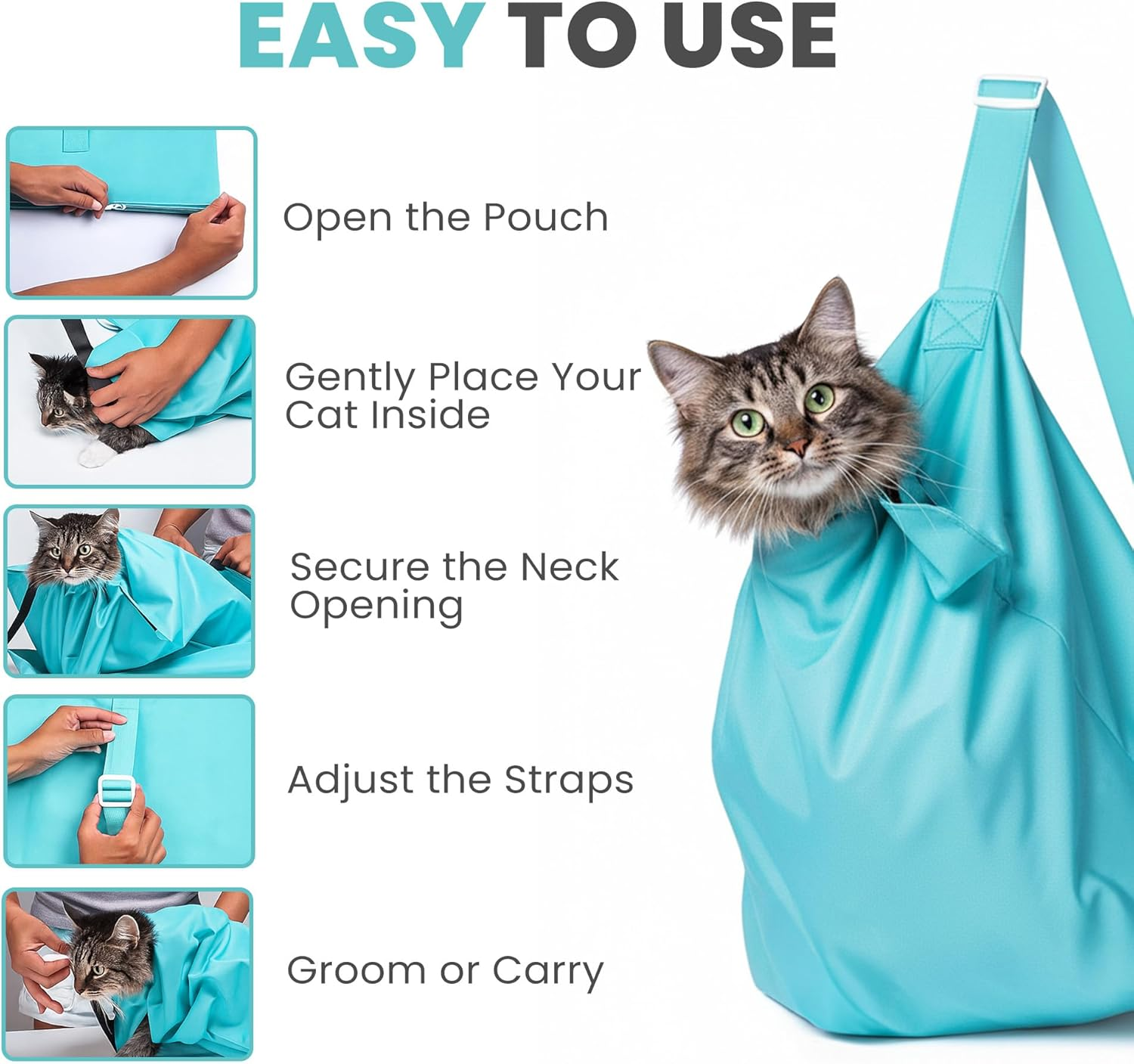 Purrfect Pouch the Original as SEEN on TV. Comfy Soothing Cat Carrier - Teal image number 6