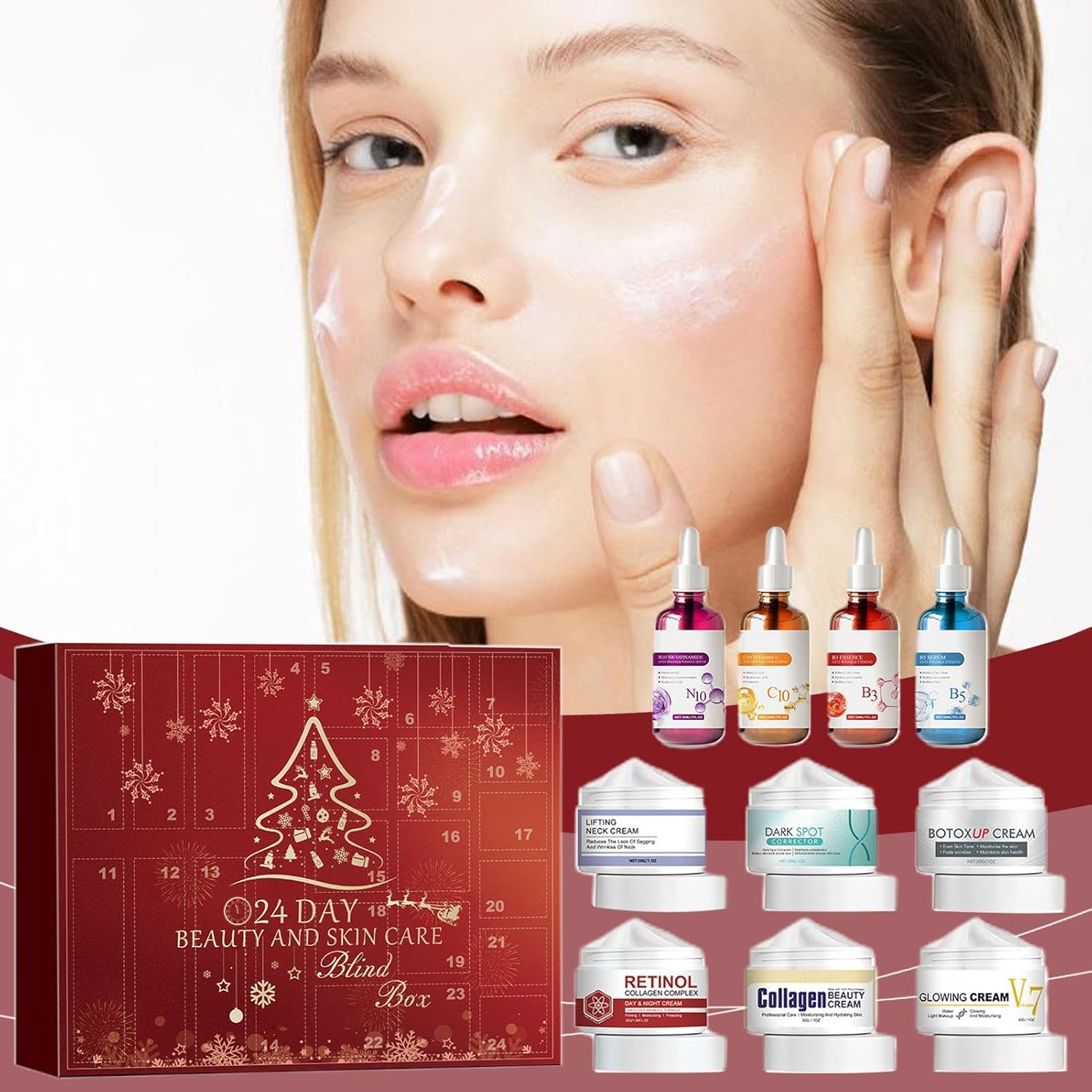 Skincare Advent Calendar - Beauty Advent Calendar | 2024 Beauty Advent Calendar | Christmas 24 Days Beauty Countdown Calendar - Christmas Surprise Beauty Advent Calendar Christmas Makeup Kit image number 4