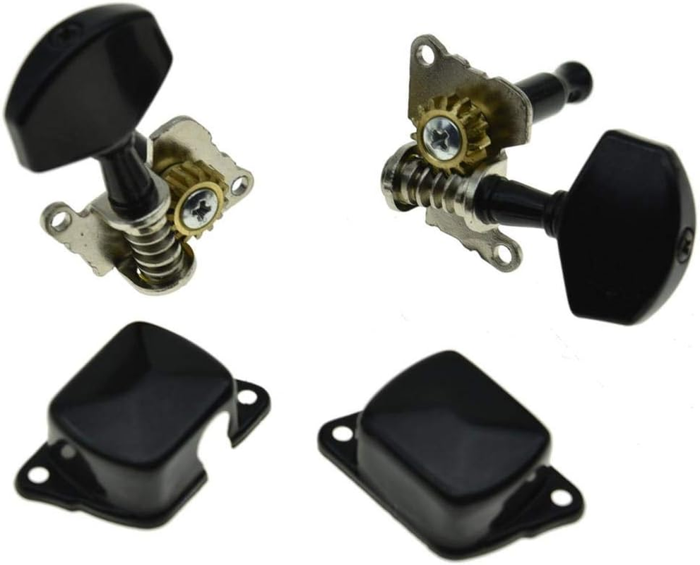KAISH 3X3 Semi-Closed Guitar Tuning Keys Guitar Tuners Machine Heads for Acoustic or Electric Guitars Black - Black image number 4