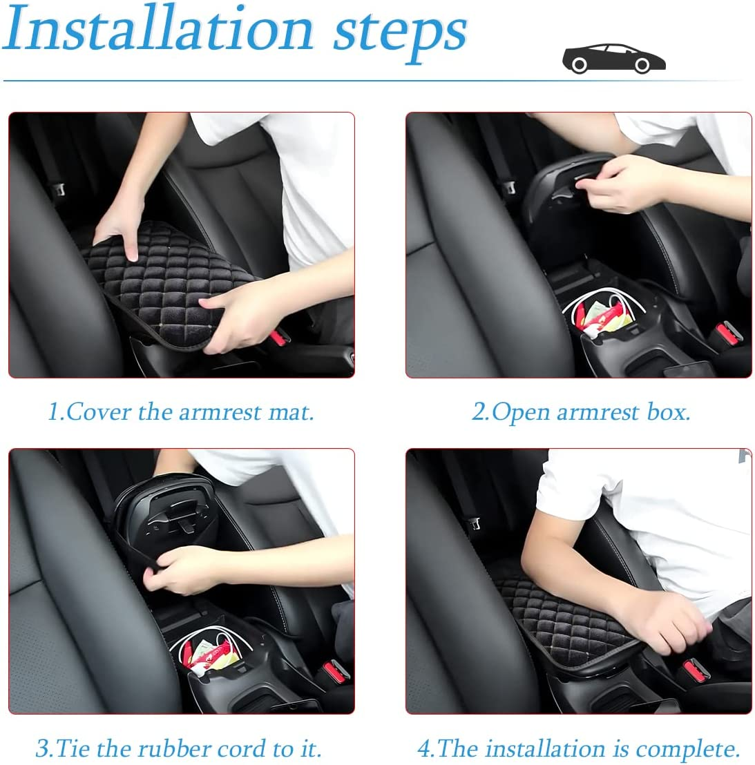 AUCELI Fluffy Car Armrest Cover, Bling Diamond Auto Center Console Pad, Soft Seat Box Protector, Plush Cushion for Arm Rest, Vehicle Interior Protection Accessories, Universal Fit Truck SUV image number 5