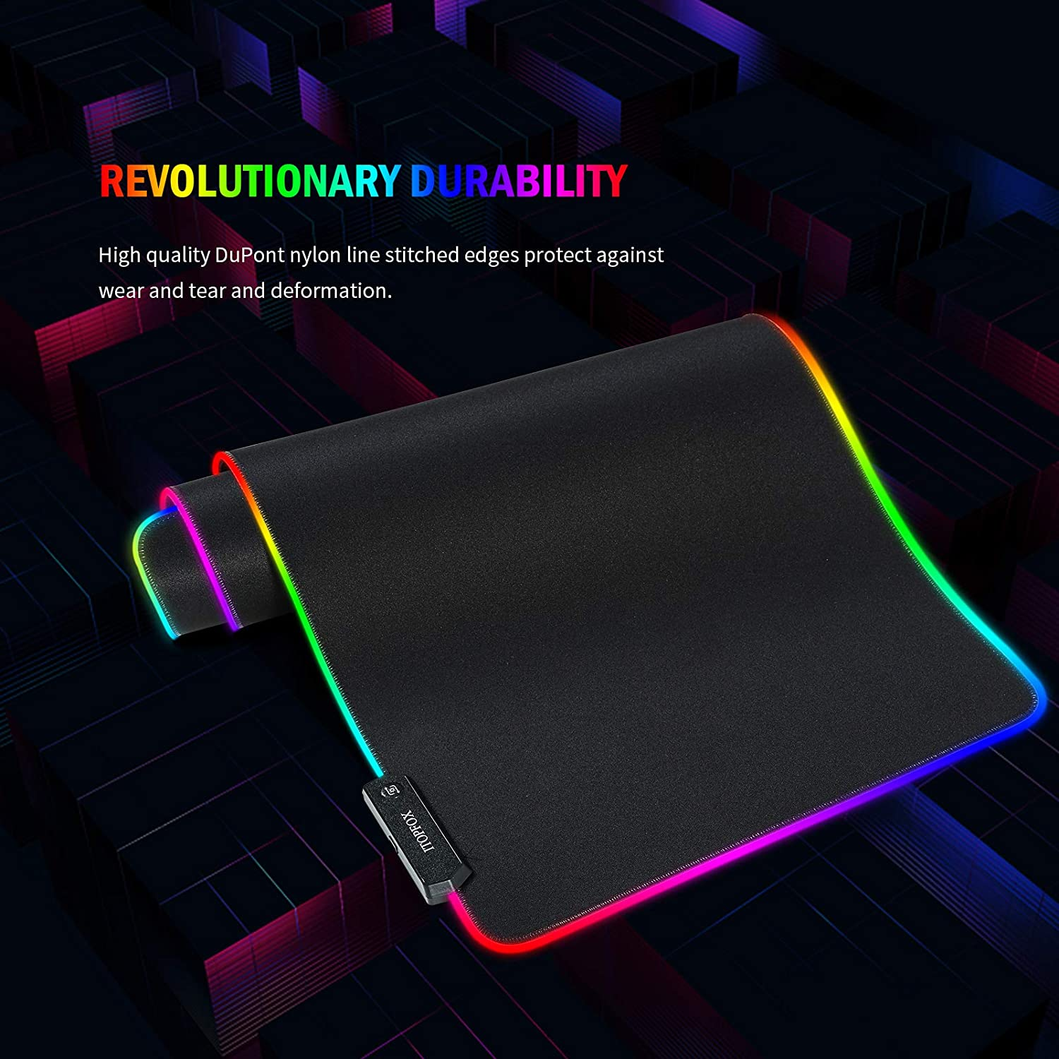 RGB Gaming Mouse Mat Pad - Large Extended Led Mousepad with 14 Lighting Modes 2 Brightness, Anti-Slip Rubber Base with Waterproof Coating Mouse Mat for Gamer 800&times;300&times;4Mm/31.5&times;11.8&times;0.16 Inch