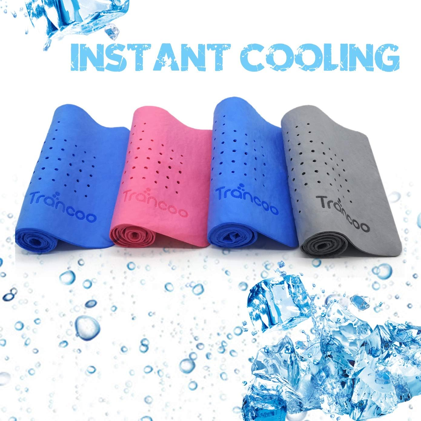 2 Packs PVA Cooling Towel(33"X7.85",Perforated Chill Towel, PVA Cooling Scarf,Sweat Rags for Workout, Gym Towel, Neck Warp Sports Towel for Running, Hiking,Swimming Golf (Blue+Pink) image number 1