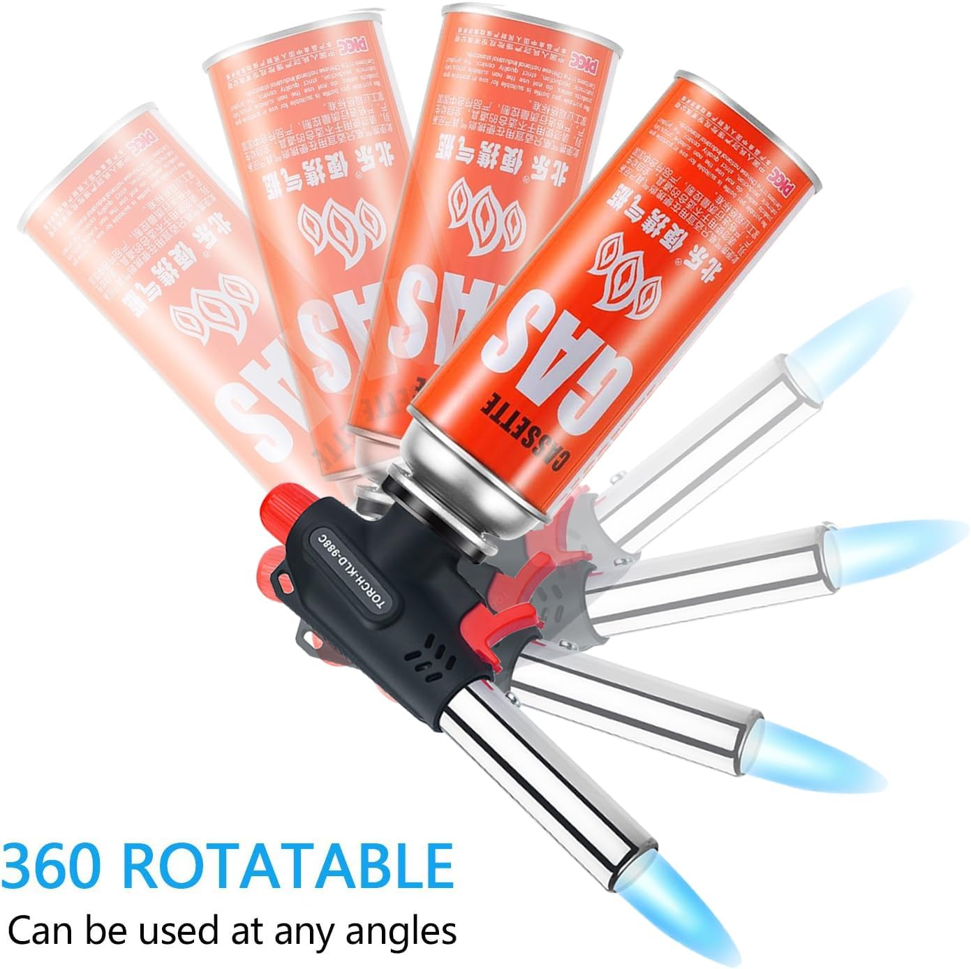 Butane Blow Torch, Professional Gas Burner, Kitchen Blow Lighter Ignition Gun, Adjustable Flame, 360&deg; Reverse Use for Creme Baking Cooking BBQ Camping Welding Soldering Master(Butane Gas Not Included)