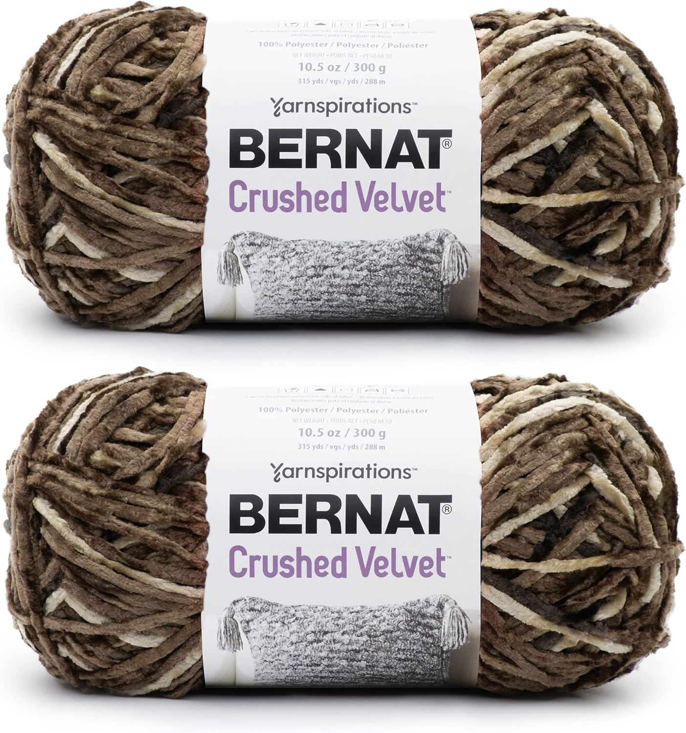 Bernat Crushed Velvet Navy Yarn - 2 Pack of 300G/10.5Oz - Polyester - 5 Bulky - 315 Yards - Knitting/Crochet