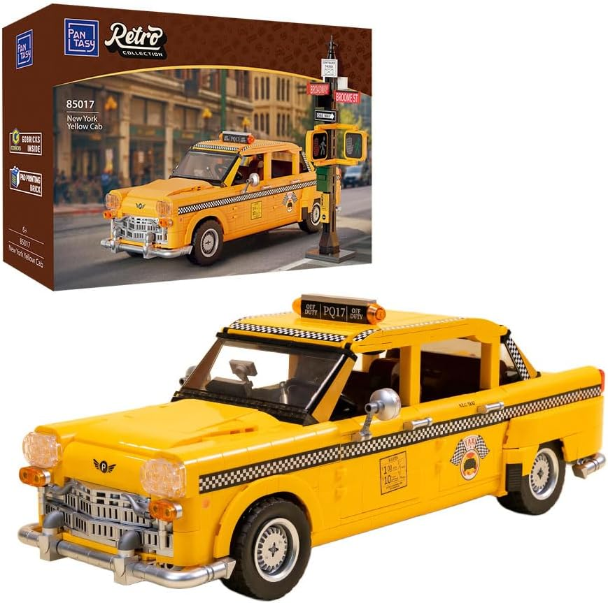 PANTASY Classic 1980S New York Taxi Building Set, Retro New Yorker City Construction Set with Taxi, Traffic Light, Movable Kits &ndash; Perfect for Model Collectors, Building Enthusiasts, and Gift Ideas image number 4