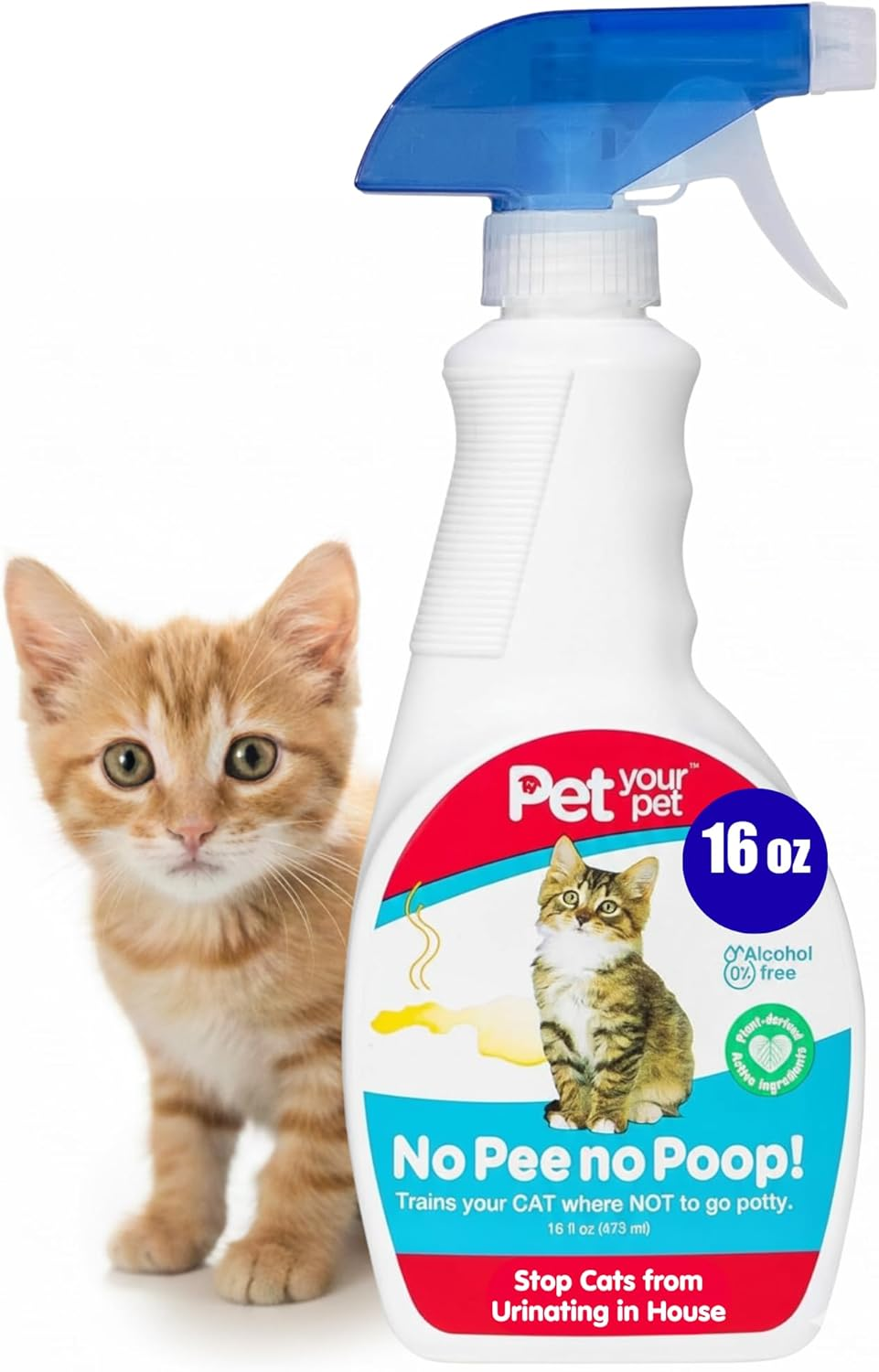 No Pee No Poop Cat Potty Training Spray &ndash; Non-Toxic Cat Spray Deterrent for Urine/Marking/Pooping &ndash; Natural Cat Pee Deterrent Spray &ndash; Indoor/Outdoor Keep off Cat Spray, 16 Fl Oz image number 5