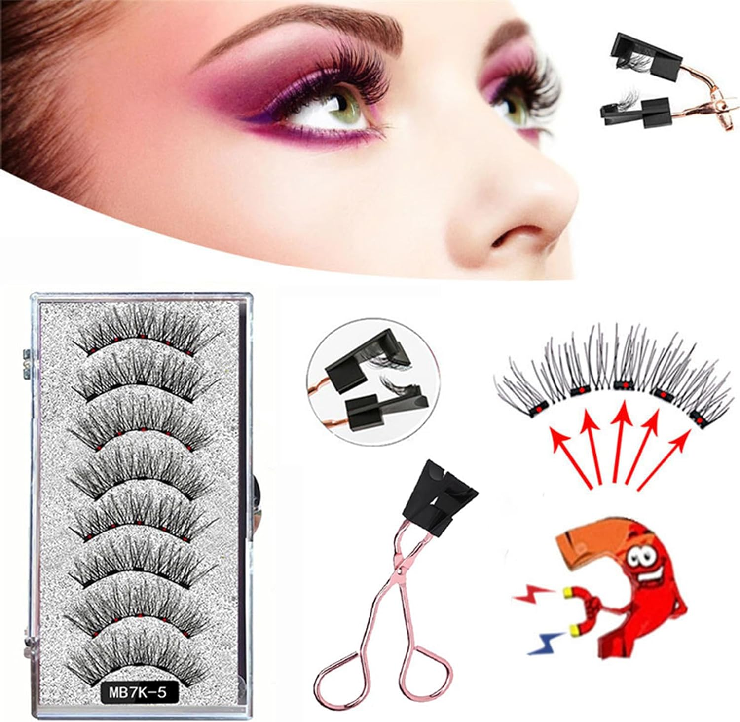 Magnetic Eyelashes with Applicator, Reusable Dual Magnetic Lashes Kit, No Glue or Liner Needed, Easy to Wear, 3D Effect image number 4